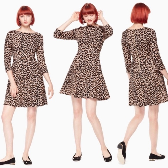 Kate Spade 3/4" Sleeve Leopard Print Ponte Dress! - Picture 2 of 16